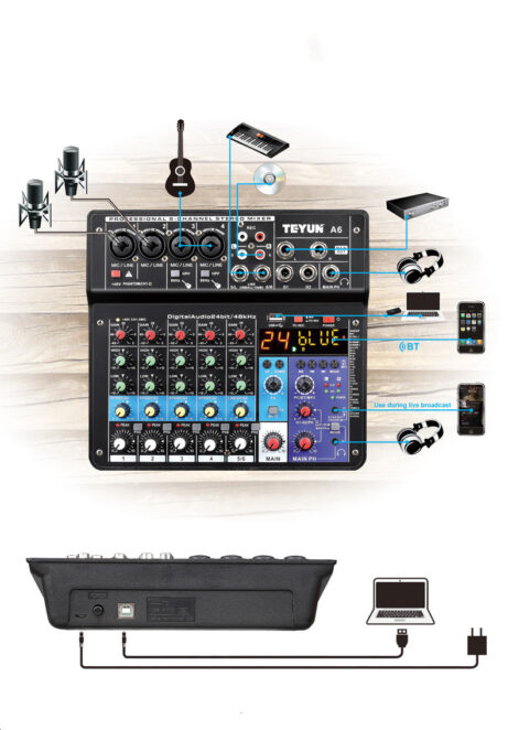 Bluetooth Sound Card Mixer Live Equipment Microphone Effector - Image 6