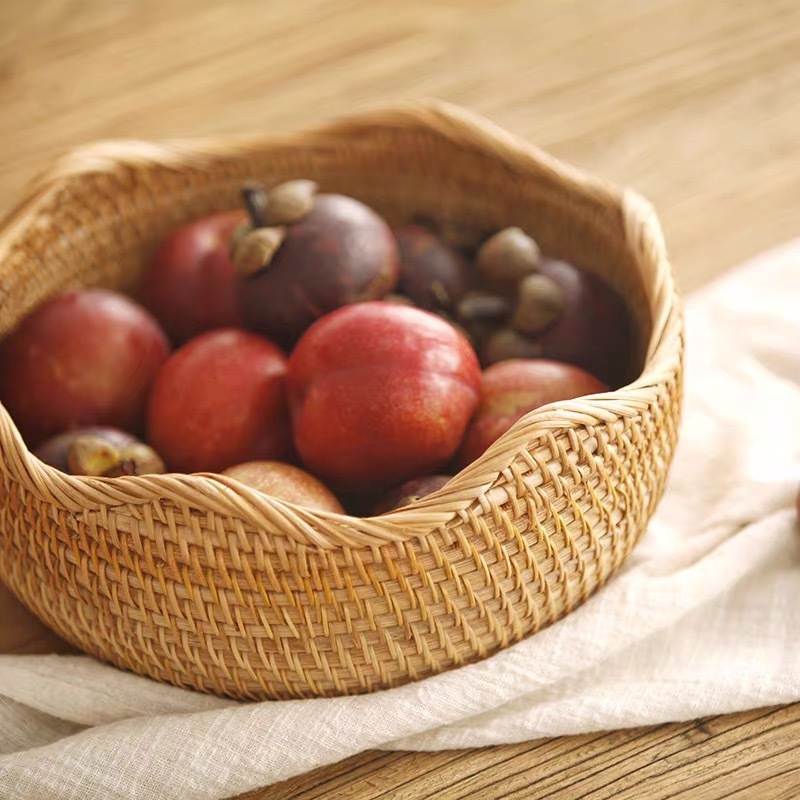 Woven Rattan Snack Basket