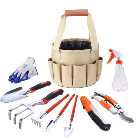 Mini Bonsai Tools Gardening Hand Tools Kit with Tote Bag Elbow Branch Nail Rake Spade Spraying Pot for Gardeners - Image 3