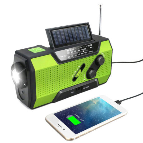 Hand crank solar radio