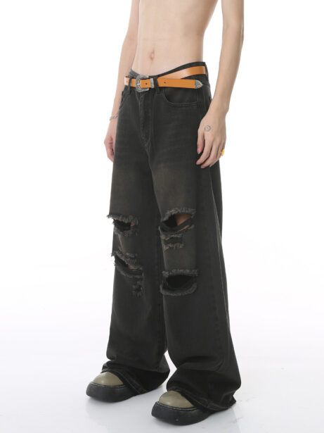 Men's Hip Hop Wide Leg Hole Jeans - Summer Style - Image 5