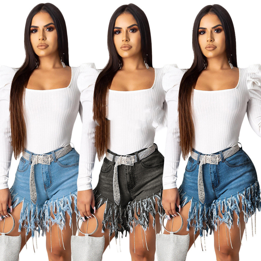 Fringed Denim Shorts – Trendy & Comfortable