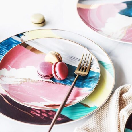 Watercolor Ceramic Dessert Plates