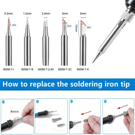 60W Soldering Iron Kit Electronics Welding Irons Solder Tools Adjustable Temp UK - Image 3