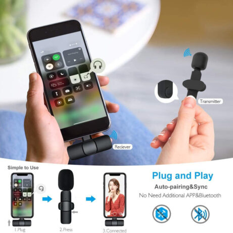 Wireless Lavalier Microphone Portable Audio Video Recording Mini Mic For I Phone Android Long Battery Life Live Broadcast Gaming - Image 4